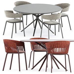 Moai Round table and Ria Dining armchair 3D