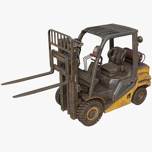 3D model Forklift Truck 02 Old Dusty Rigged Blend