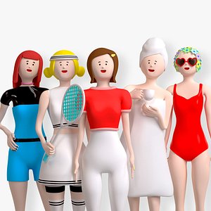 female character set 3D model