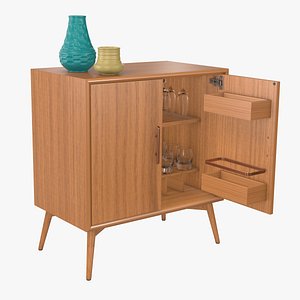 3D bar cabinet mid-century