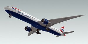 boeing 777-300 plane british airways 3d model