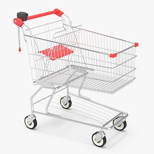 3D Trolley Shopping Cart with Coin Lock System