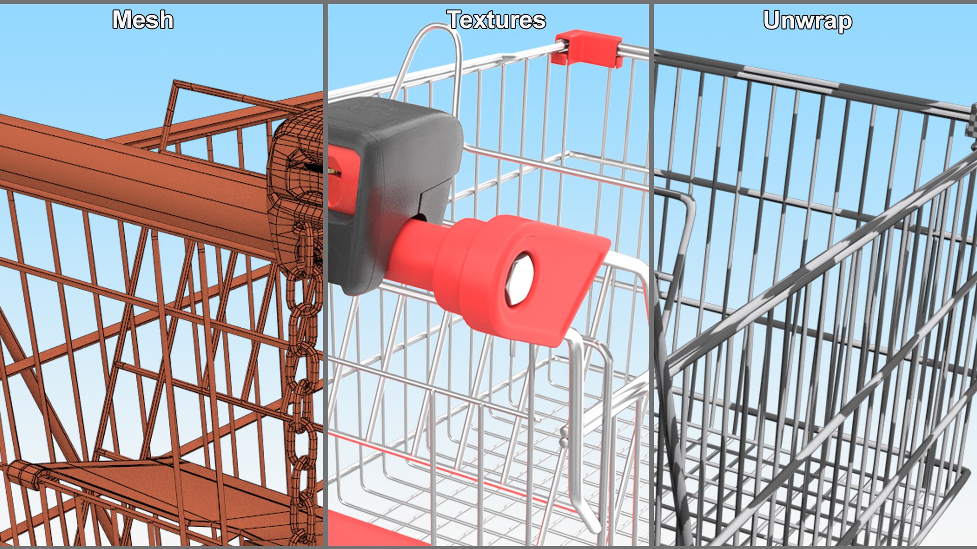 3D Trolley Shopping Cart With Coin Lock System - TurboSquid 2112260