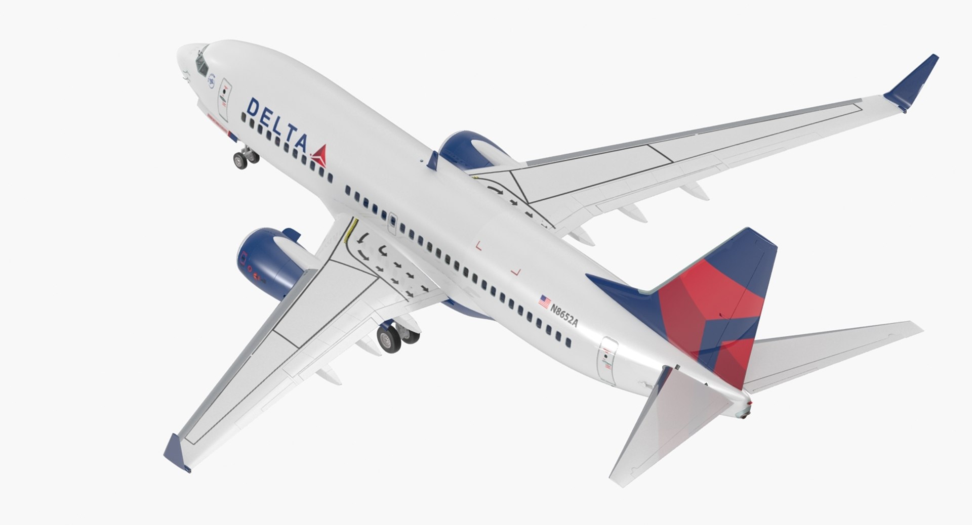 Boeing 737-700 Delta Air Lines Rigged 3D Model preview