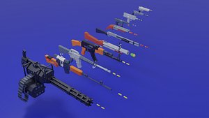 3D 3D Game Low Poly Guns Pack model