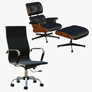 Office Chair With Eames Lounge Chair 3D model