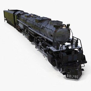 3D Vintage Locomotive with Trailed Tender Rigged