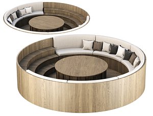 3D model Wooden Round Garden Built-in Bench