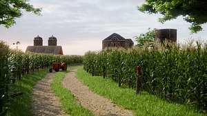 Farm Landscape 3d Scene 3D model