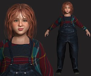 3D REALISTIC 3D CHARACTER PBR - FAT EUROPEAN LITTLE GIRL KID CHILD