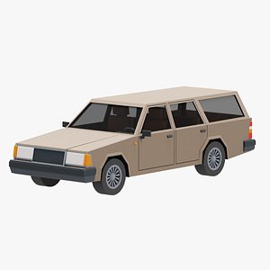 3D Stylized Cartoon Euro Wagon Car Low poly