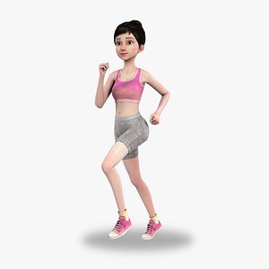 3D model Cartoon Yoga woman Skin-tight garment