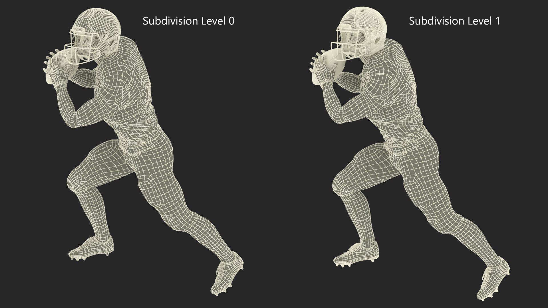 3D Black Man American Football Player Black Uniform Running The Ball ...