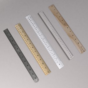 ruler metal inches 3D model