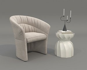 3D Modern Coffee Table and Armchair Set 80