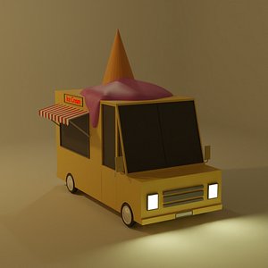 3D Low Poly Ice Cream Truck 3D Model model
