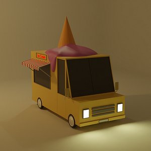 Low Poly Ice Cream Truck 3D Model