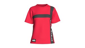 Girls Letter Printed Vertical Side Striped T-Shirt 3D