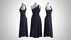 3D model Woman Dress 2 Grape Star Drapery