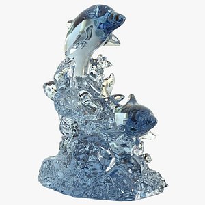 3D realistic dolphins statue