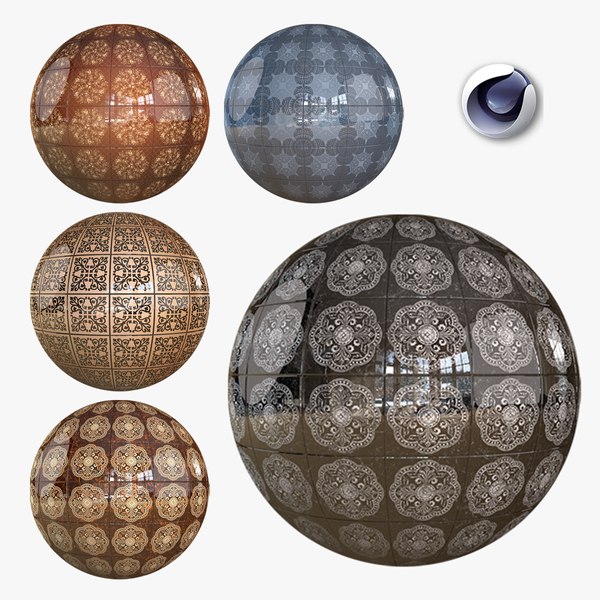 3D 5 Texture PBR 8K Floor Tiles C4D Physical Render