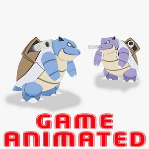 POKEMON BLASTOISE rigged and animated model game already with 20 great exclusive animations  Lowpoly 3D