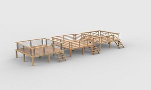 3D model wooden deck 3D model