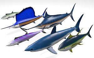 Tropical Deep Sea Fish Pack - 6 Fish Collection with poses