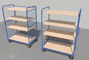 industrial trolleys 1 warehouses 3D