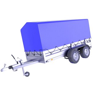 3D model Cover Utility Cargo Trailer Low Poly 19
