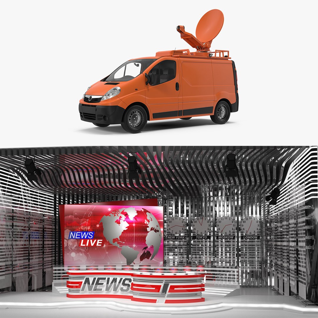 TV Studio and TV Station Van 3D Models Collection