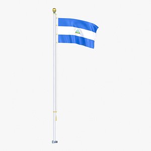 Nicaragua Flag Stand Pole Animated Loop model