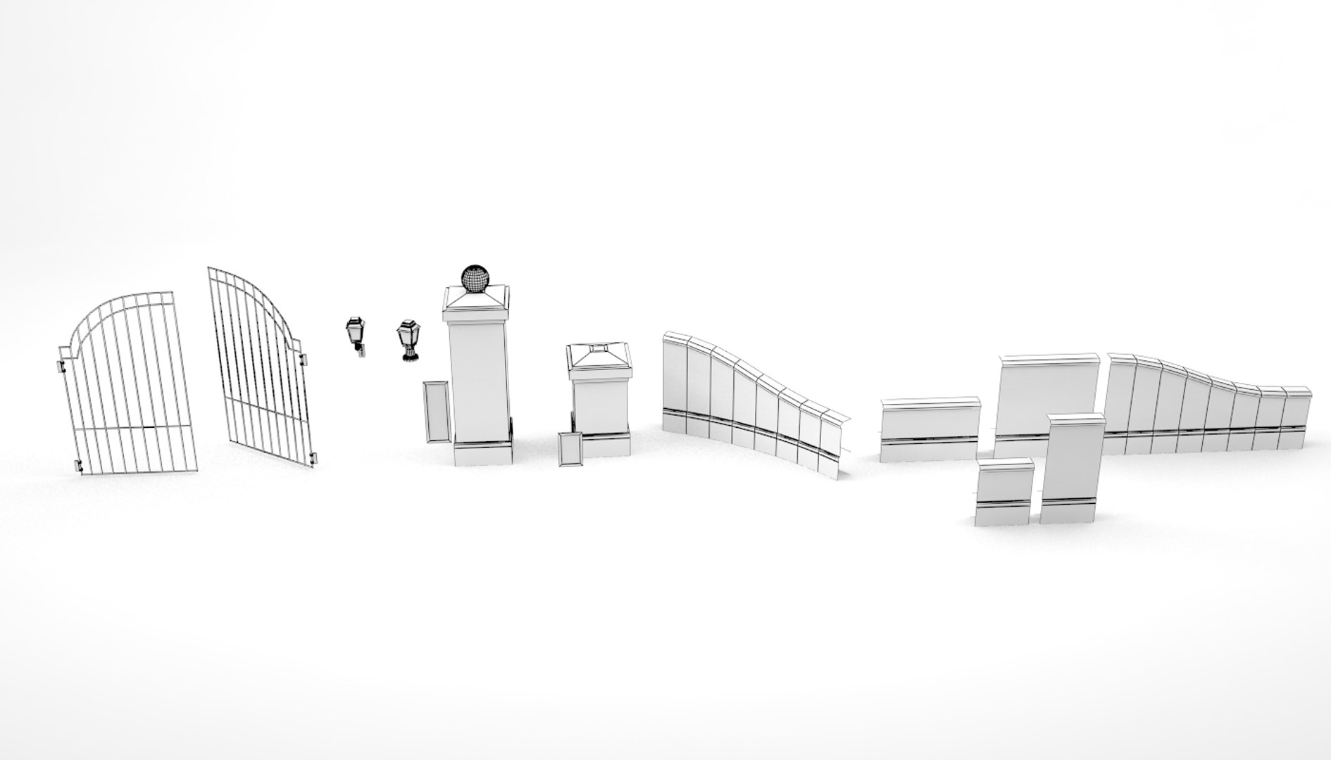 pack gate wall 3d model
