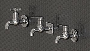 3D model Modern Bathroom Steel Tap Collection