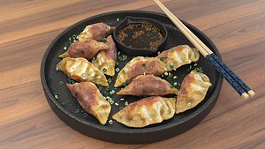 Pan fried dumplings 3D