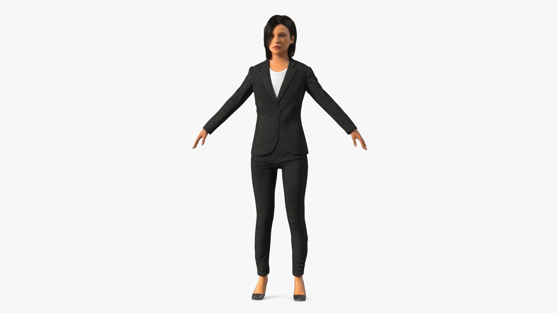 Professional Businesswoman A-Pose Fur 3D model preview