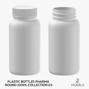 3D Plastic Bottles Pharma Round 120ml Collection 03 - 2 models model