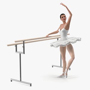 3D Ballerina with Portable Ballet Barre Rigged