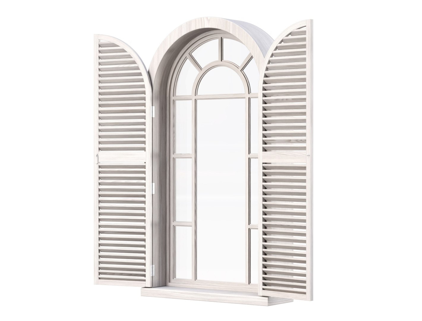 Wooden Arch Window With Shutters V2 Model TurboSquid 2285008