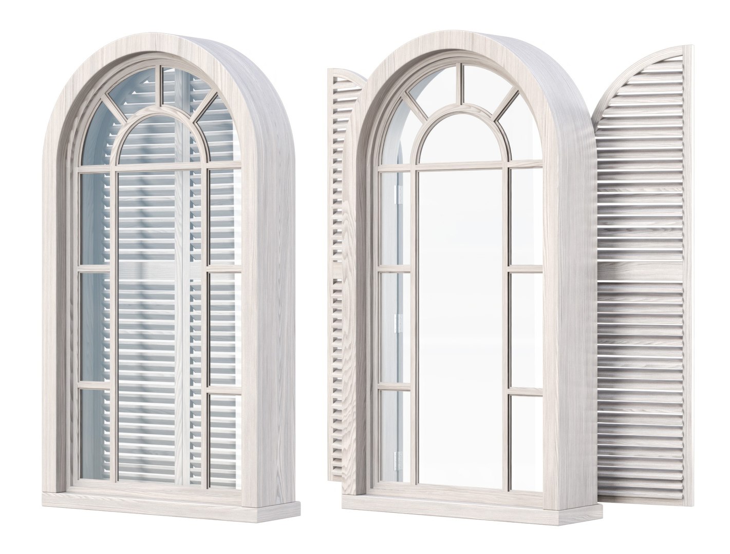 Wooden Arch Window With Shutters V2 Model TurboSquid 2285008
