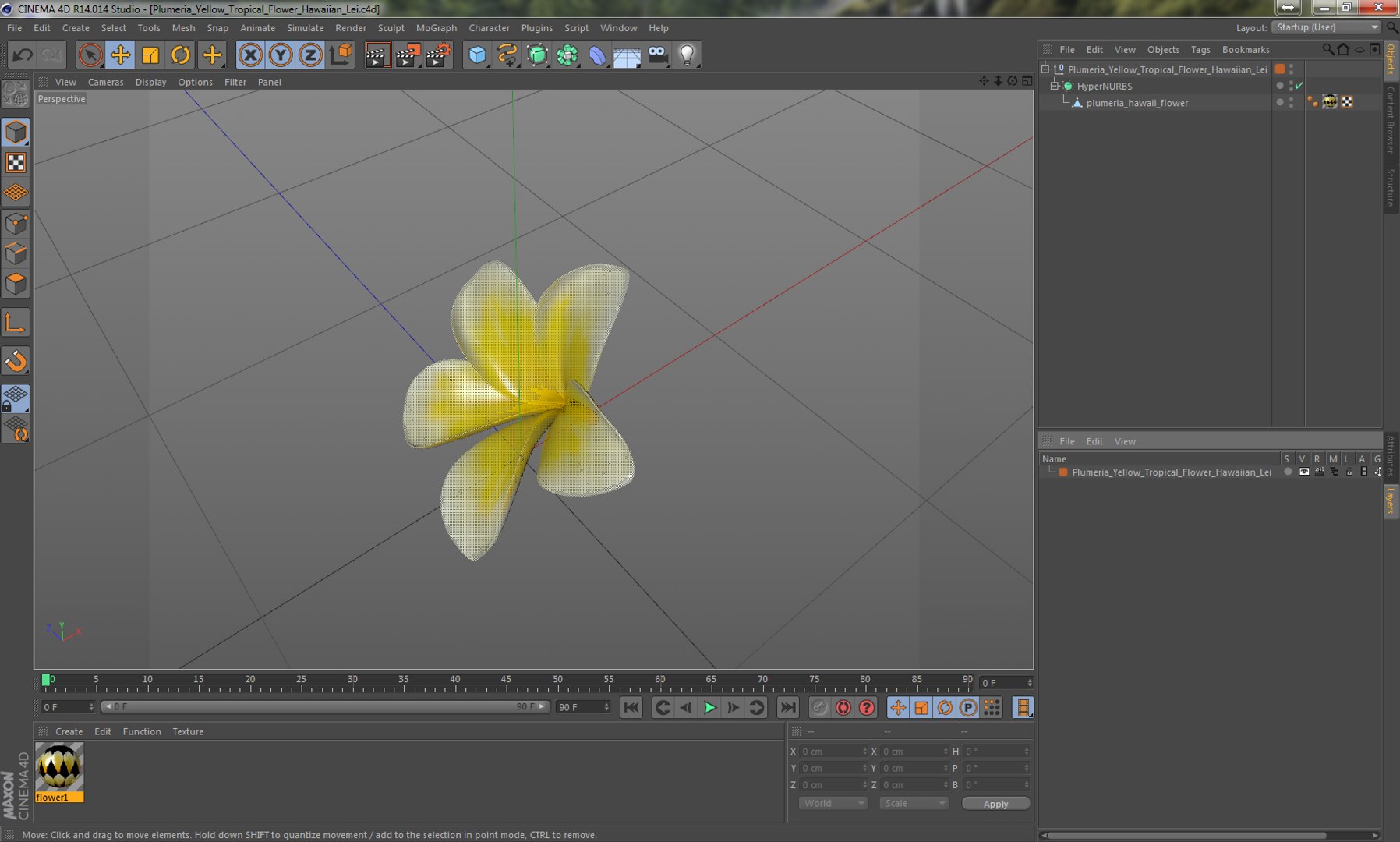 3D plumeria yellow tropical flower - TurboSquid 1217829