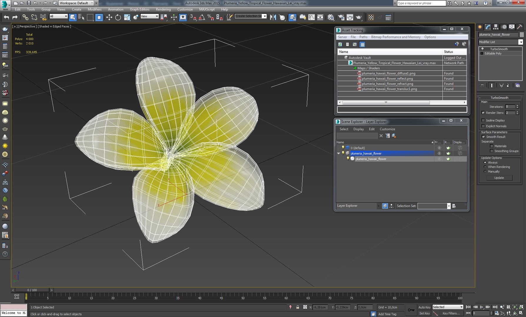 3D plumeria yellow tropical flower - TurboSquid 1217829