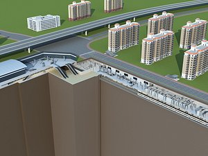 3D Section of Subway Station 2 model
