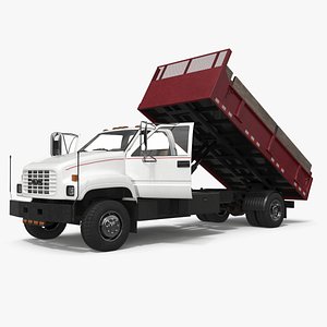 Chevrolet Kodiak C6500 Stake Bed Truck White-Red Rigged for Cinema 4D