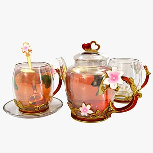 Handmade tea set 3D model