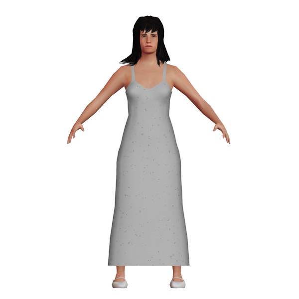woman white dress 3D model