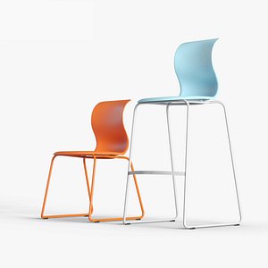 Flototto PRO CHAIR - Skid frame - Skid frame bar stool 3D model