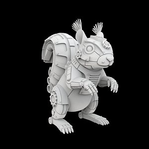 Steampunk Squirrel with Gear Tail 3D Print Model 3D model