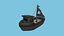 Cartoon Boat 03 - Black Pirate - Low Poly Ship