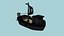 Cartoon Boat 03 - Black Pirate - Low Poly Ship